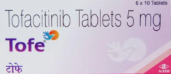 A box and a strip of Tofacitinib 5mg Tab