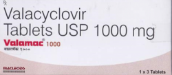 Box pack and two blister strips of generic Valacyclovir Hydrochloride 1000mg tablets