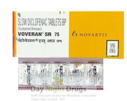 Box pack and a blister of Voltaren sr 75mg tablet - diclofenac sodium