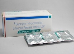 Box and blister strip of generic Bupropion Hydrochloride Sustained-Release 150mg tablet