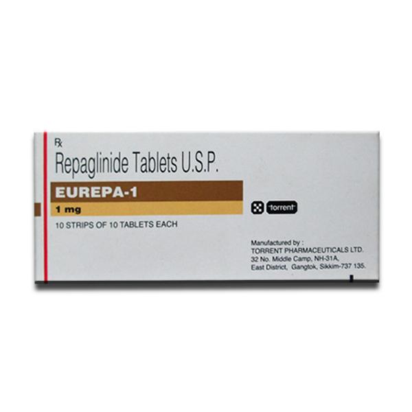 A box of Repaglinide 1 mg Tab