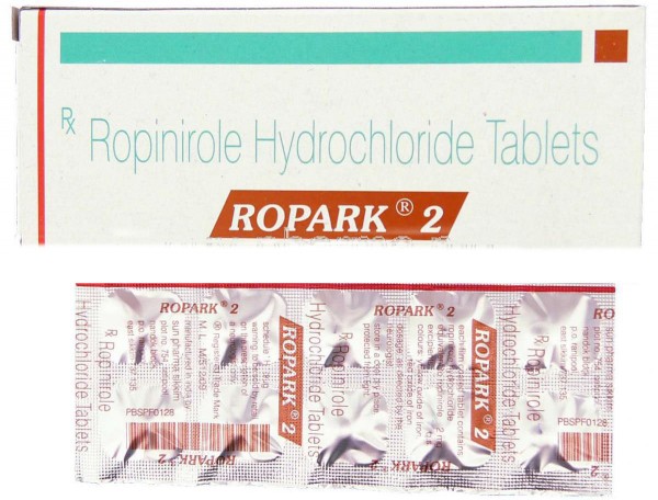 A box and a blister of Ropinirole 2mg Tab