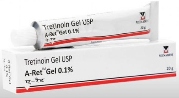 A box and a tube of A Ret Gel 0.1% Tretinoin 20gm – Acne Treatment