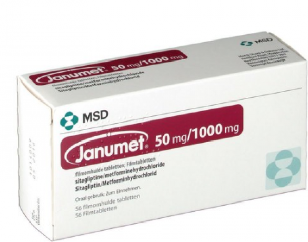 A box of Sitagliptin (50mg) + Metformin (1000mg) Tab