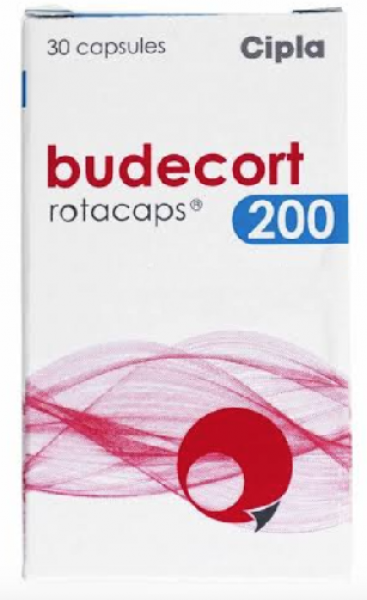 Box pack of generic Budesonide 200mcg Rotacaps with Rotahaler