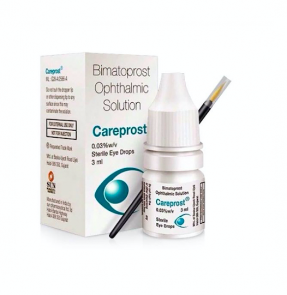 A box of Careprost Eye Drops 0.03 with Brush