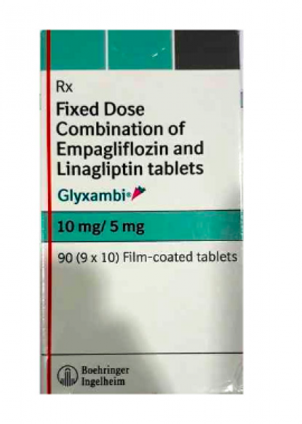 A box of Empagliflozin (10mg) + Linagliptin (5mg) Tablet