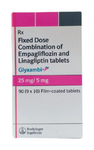 A box of Empagliflozin (25mg) + Linagliptin (5mg) Tab