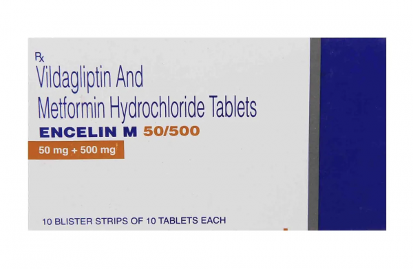 A box of Metformin (500mg) + Vildagliptin (50mg) Tab