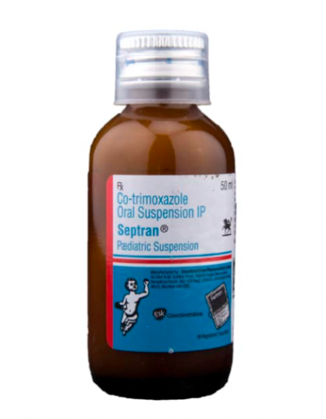 A bottle of Sulfamethoxazole (200mg) + Trimethoprim (40mg) Suspension Bottle