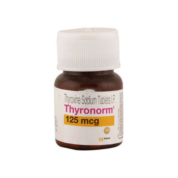 A bottle of Thyroxine 125mcg Tab 