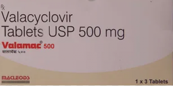Box pack and two blisters of generic Valacyclovir Hydrochloride 500mg tablets