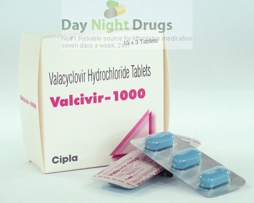 Box pack and two blister strips of generic Valacyclovir Hydrochloride 1000mg tablets
